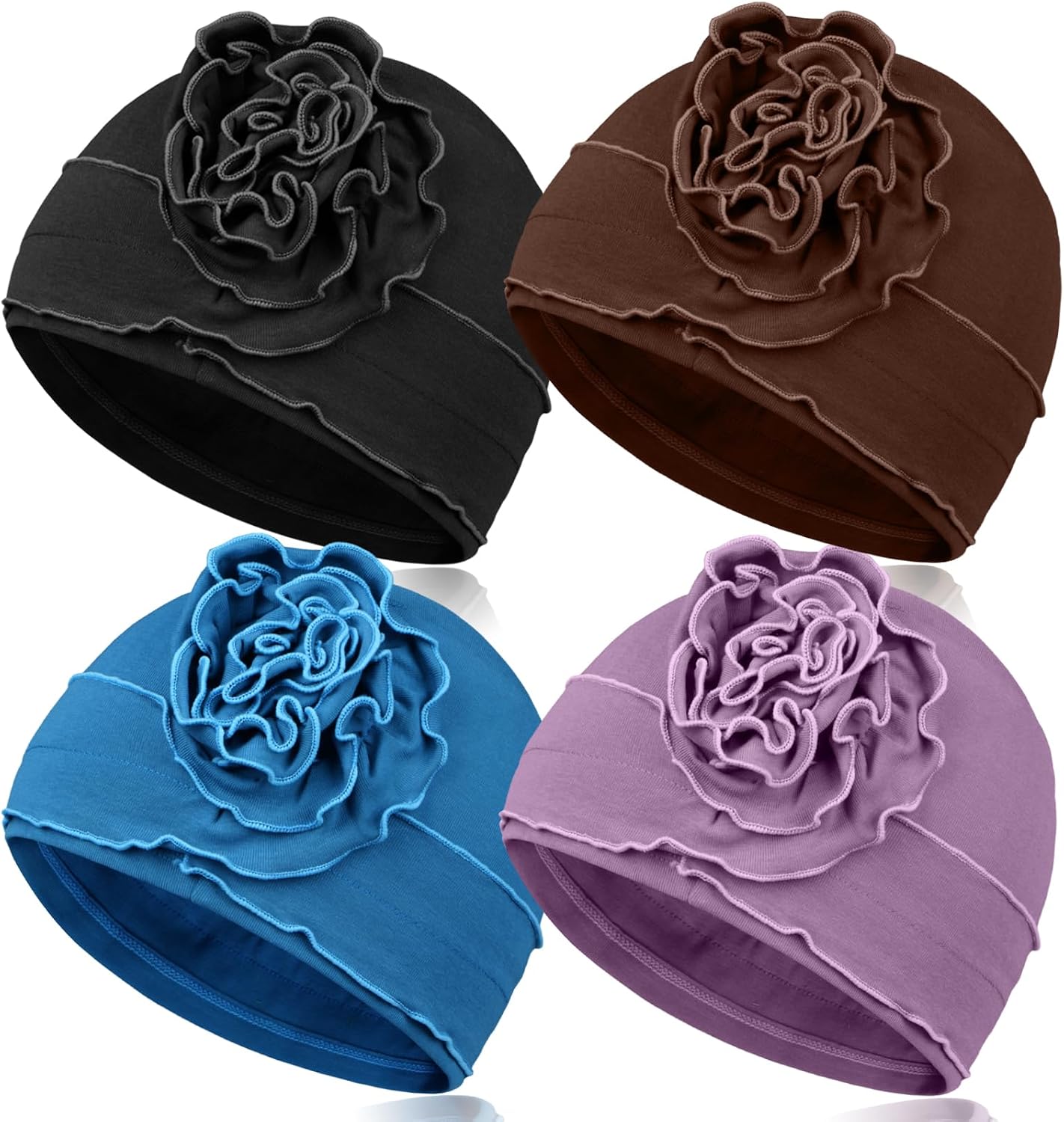 Bonnet doux pour femme – respirant, en coton, 4 pièces