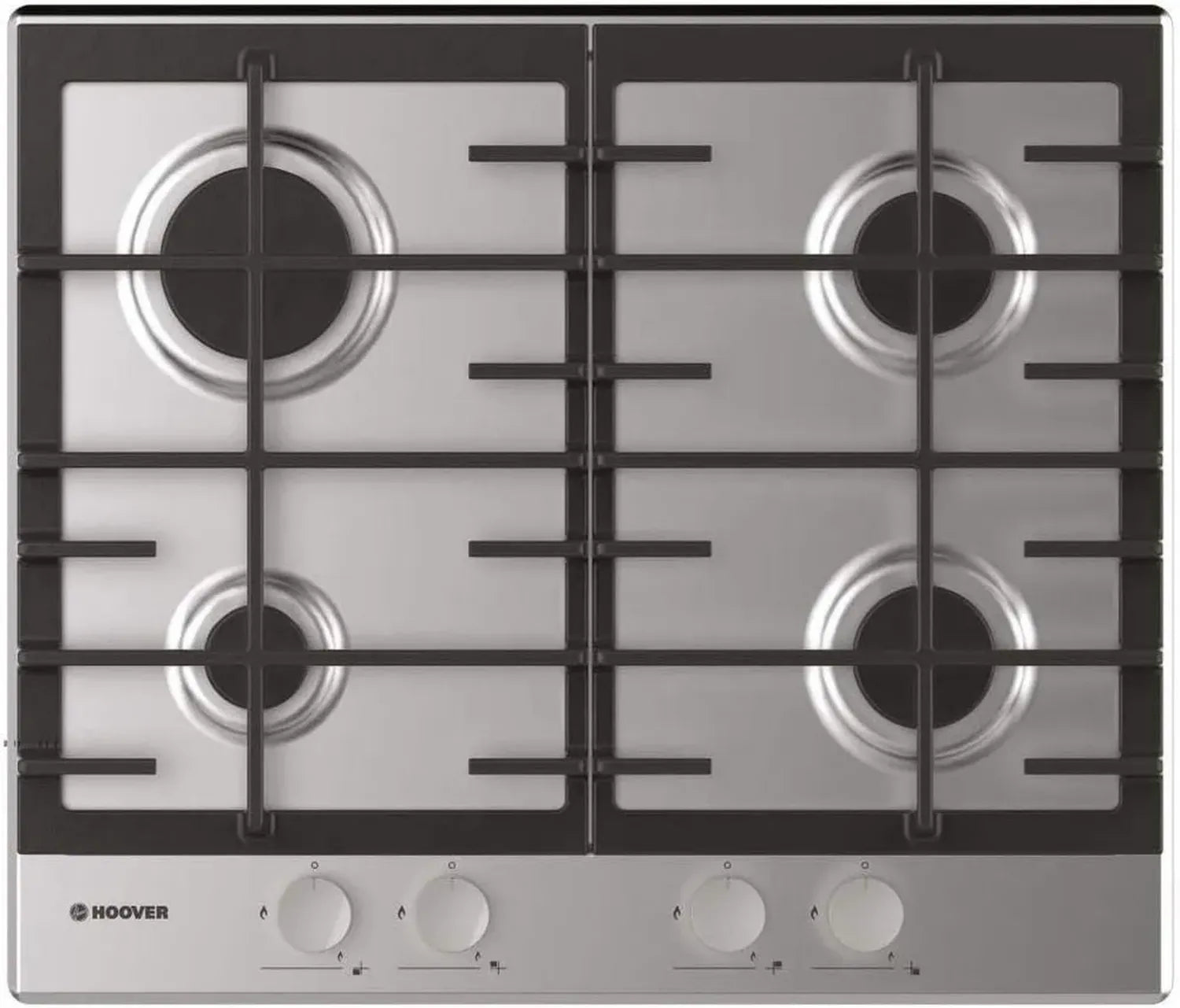Table de cuisson à gaz Hoover 4 feux en fonte inox 60 cm