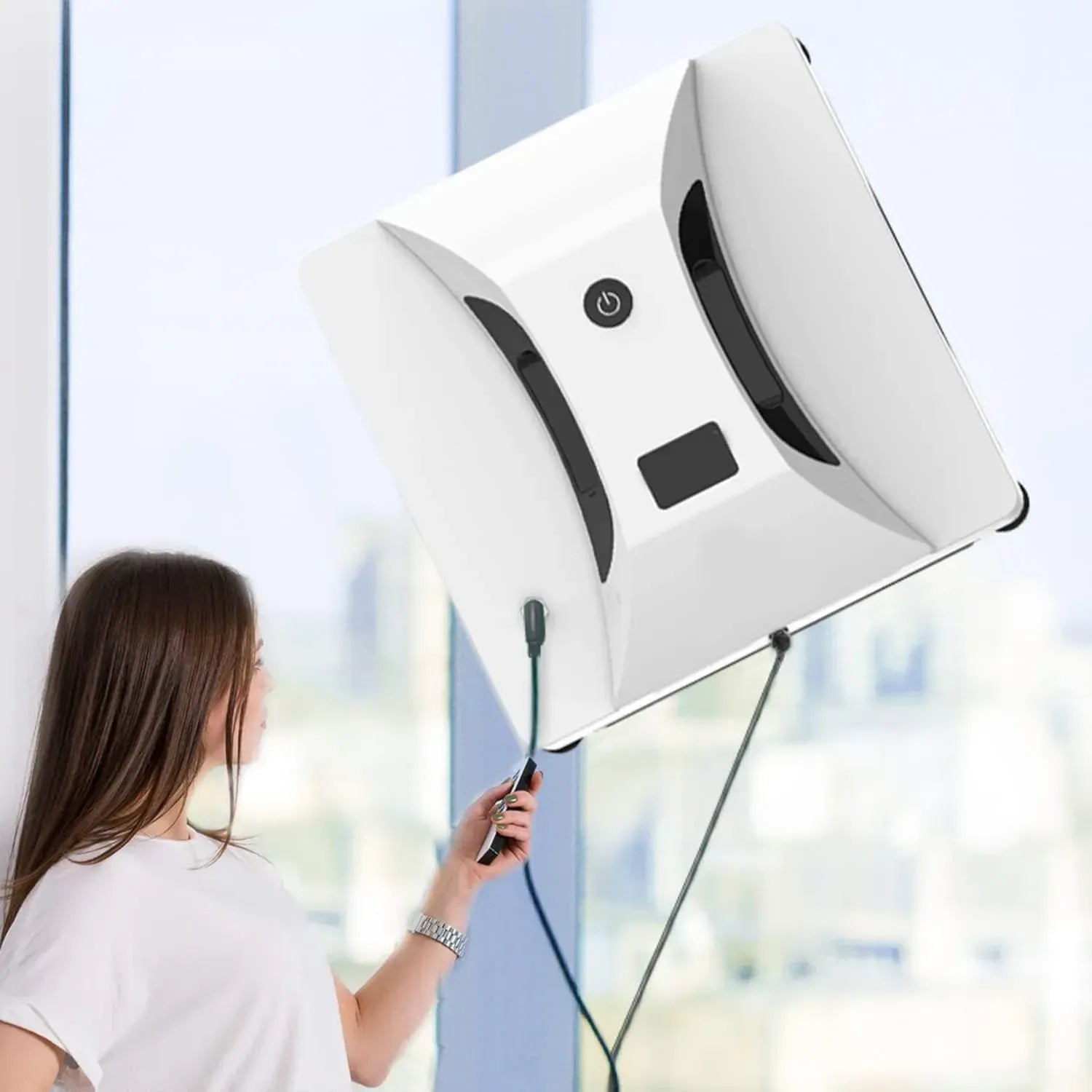 Robot Lave-Vitre Automatique, Sécurité Renforcée, Commande One-Touch & Contrôle via App, Compatible Toutes Surfaces Lisses