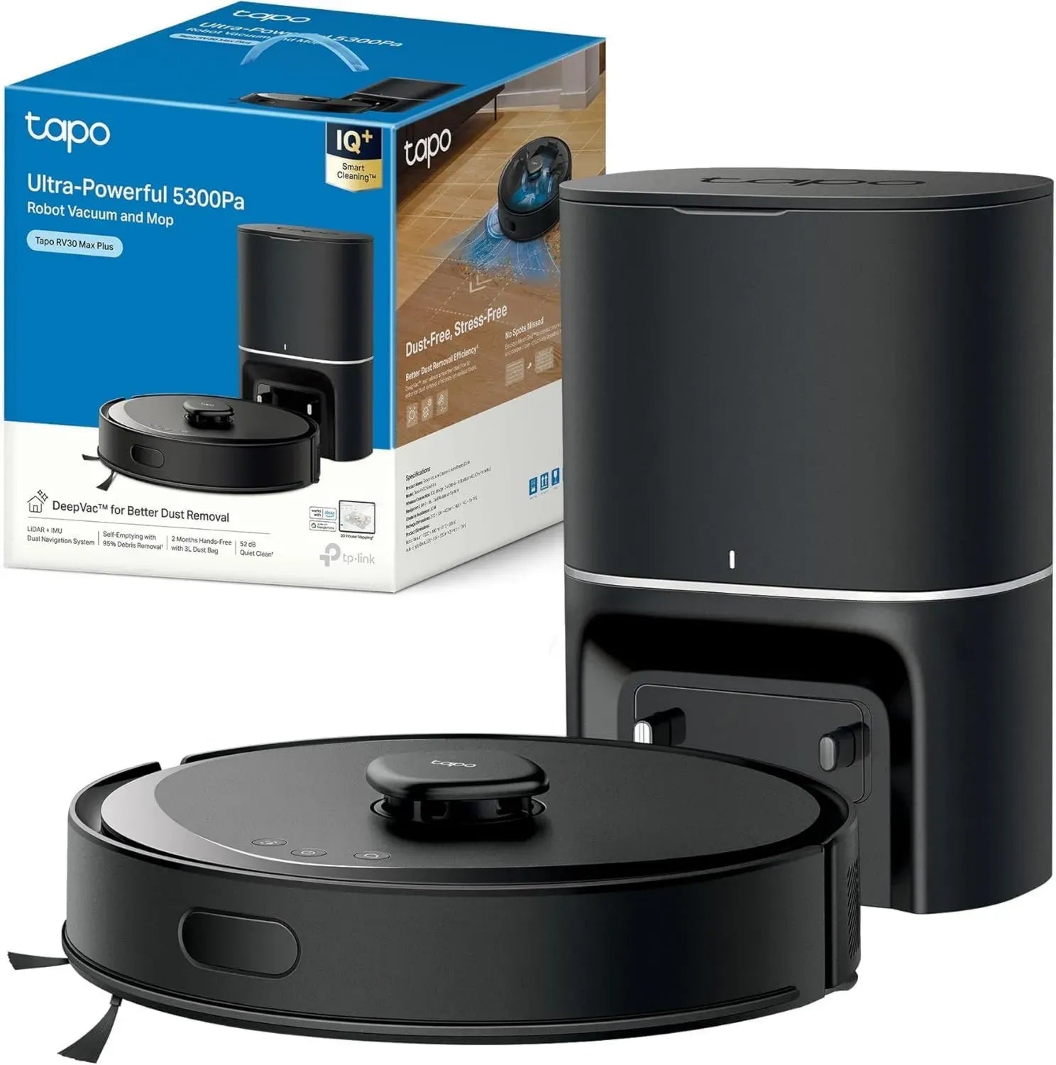 Aspirateur Robot 4 en 1 avec Vidange Auto, Ultra Silencieux et Puissant 5300Pa