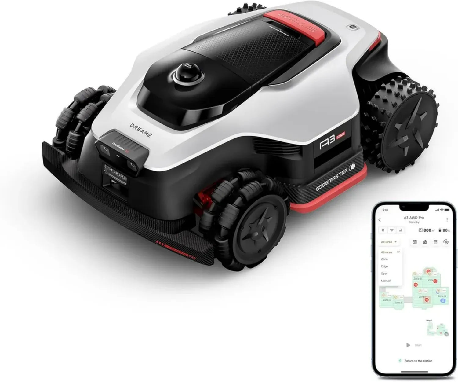 Tondeuse Robot DREAME A3 AWD Pro 3500, Surface 3500 m², Moteurs AWD, Technologie LiDAR 3D et IA Vision Duale, Capacité de Montée 80%, Système EdgeMaster 2.0