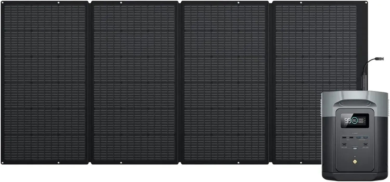 Générateur solaire portable EcoFlow DELTA 2 Max 2048Wh avec panneau 400W, batterie LFP pour camping et extérieur