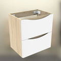 Meuble Vasque 50 cm, 2 Tiroirs à Fermeture Douce, Suspendu Blanc et Chêne